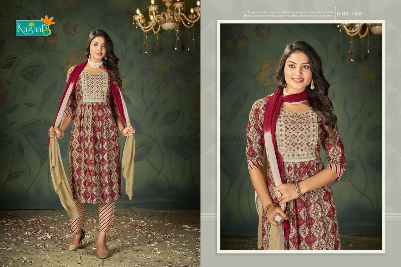 Kushals By Noor Rayon Printed Kurti With Bottom Dupatta Catalog